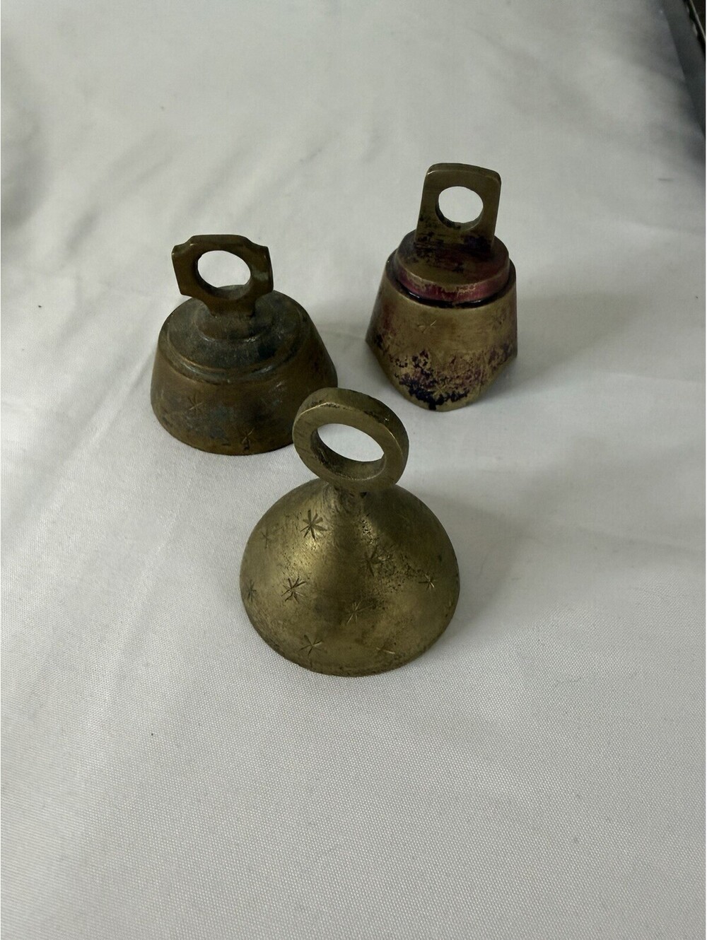 Sajan Singh Sarna Small Brass Handheld Bell SSS India New Years and Christmas